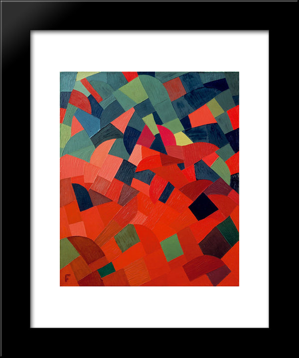 Grun-Rot 20x24 Black Modern Wood Framed Art Print Poster by Freundlich, Otto