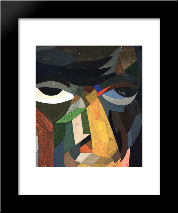 Head (Self Portrait) 20x24 Black Modern Wood Framed Art Print Poster by Freundlich, Otto
