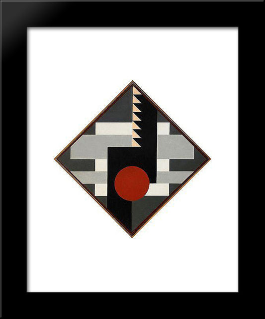 Diagonal Komposition For Tambur Ii 20x24 Black Modern Wood Framed Art Print Poster by Carlsund, Otto Gustav