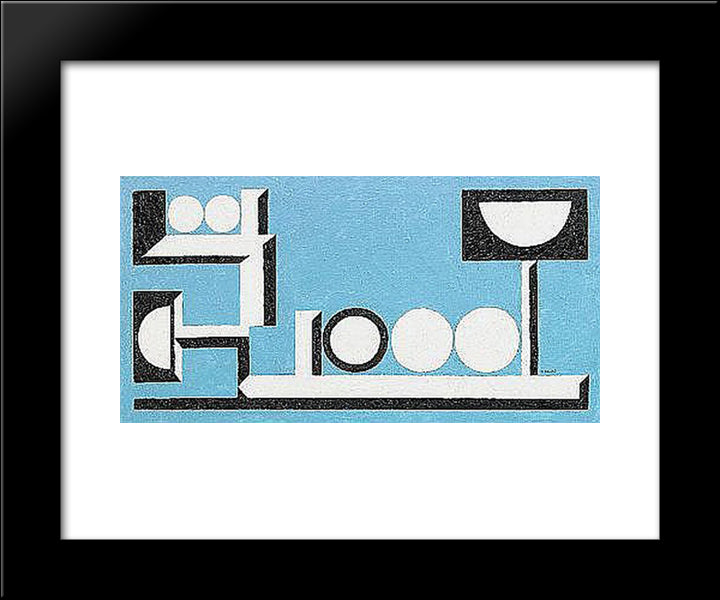 Muralmalning Pa Manganbla Grund 20x24 Black Modern Wood Framed Art Print Poster by Carlsund, Otto Gustav