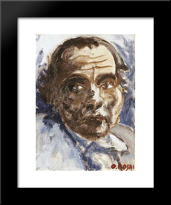 Autoritratto 20x24 Black Modern Wood Framed Art Print Poster by Rosai, Ottone