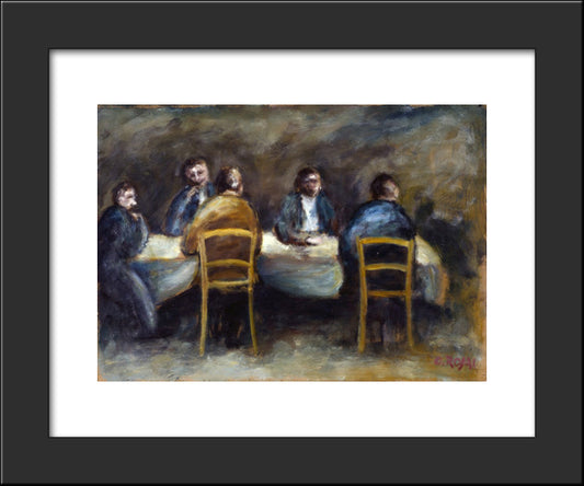 Cinque Uomini Al Tavolo 20x24 Black Modern Wood Framed Art Print Poster by Rosai, Ottone