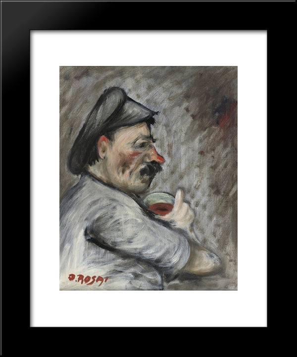 Drinking Man 20x24 Black Modern Wood Framed Art Print Poster by Rosai, Ottone