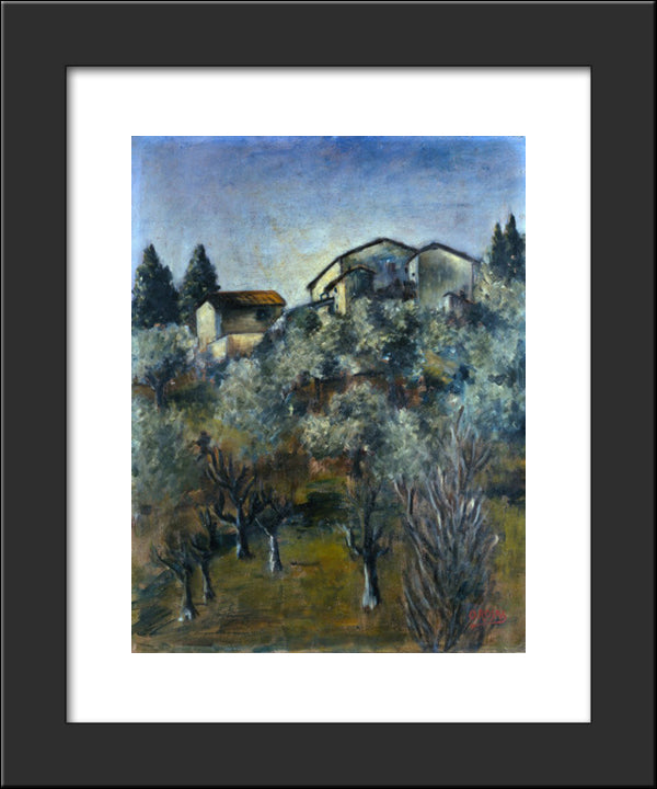 Paesaggio 20x24 Black Modern Wood Framed Art Print Poster by Rosai, Ottone