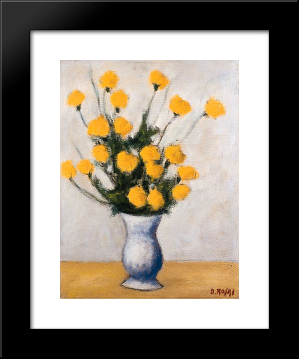 Vase With Flowers 20x24 Black Modern Wood Framed Art Print Poster by Rosai, Ottone