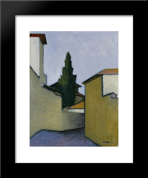 Via San Leonardo 20x24 Black Modern Wood Framed Art Print Poster by Rosai, Ottone