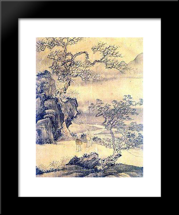 The Picture Of A Man In The Landscape 20x24 Black Modern Wood Framed Art Print Poster by Owon