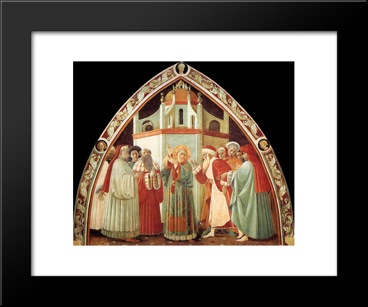 Disputation Of St Stephen 20x24 Black Modern Wood Framed Art Print Poster by Uccello, Paolo