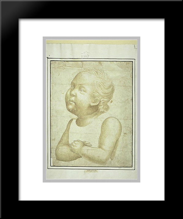 Naked Child, Since Mid Body, Arms Crossed 20x24 Black Modern Wood Framed Art Print Poster by Uccello, Paolo