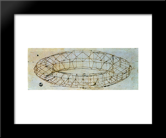 Perspective Study Of Mazzocchio 20x24 Black Modern Wood Framed Art Print Poster by Uccello, Paolo