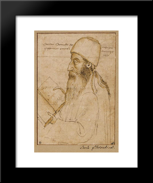 Portrait Of Manuel Chrysoloras Wearing A Hat And Holding A Book 20x24 Black Modern Wood Framed Art Print Poster by Uccello, Paolo