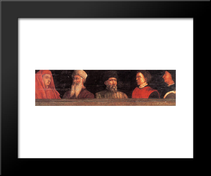 Portraits Of Giotto, Uccello, Donatello, Manetti And Bruno 20x24 Black Modern Wood Framed Art Print Poster by Uccello, Paolo