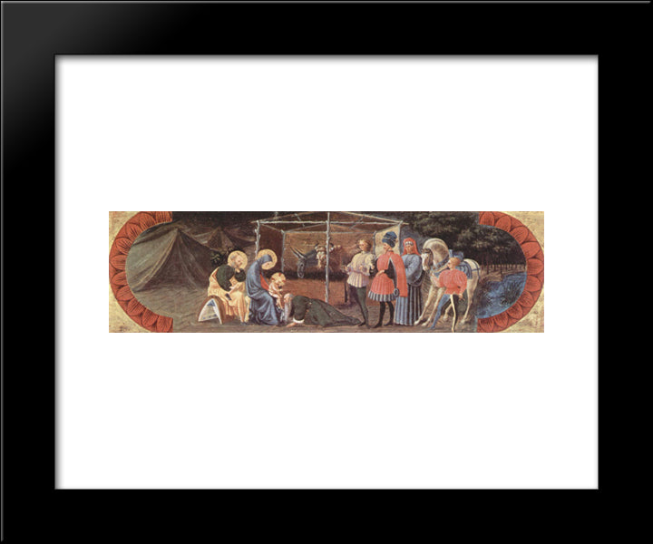 Scene Adoration Of The Three Kings 20x24 Black Modern Wood Framed Art Print Poster by Uccello, Paolo
