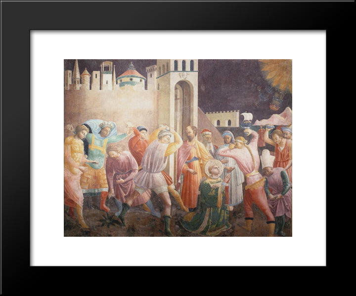 Stoning Of St.Stephen 20x24 Black Modern Wood Framed Art Print Poster by Uccello, Paolo