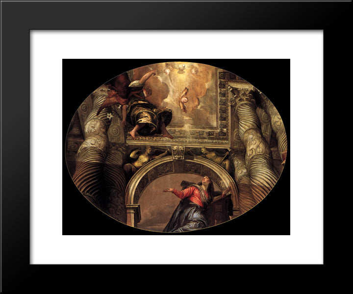 Annunciation 20x24 Black Modern Wood Framed Art Print Poster by Veronese, Paolo