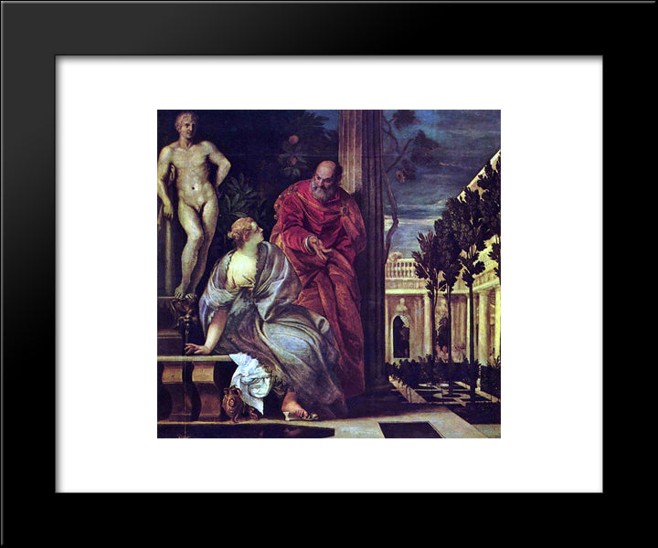 Bathsheba Bathing 20x24 Black Modern Wood Framed Art Print Poster by Veronese, Paolo