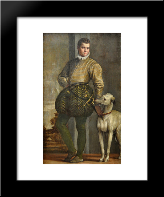 Boy With A Greyhound 20x24 Black Modern Wood Framed Art Print Poster by Veronese, Paolo