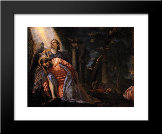 Christ In The Garden Of Gethsemane 20x24 Black Modern Wood Framed Art Print Poster by Veronese, Paolo