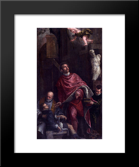 Conversion Of St Pantaleon 20x24 Black Modern Wood Framed Art Print Poster by Veronese, Paolo