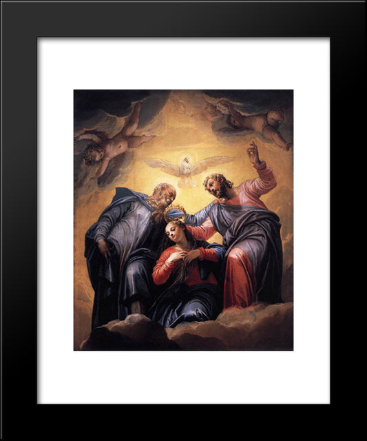 Coronation Of The Virgin 20x24 Black Modern Wood Framed Art Print Poster by Veronese, Paolo