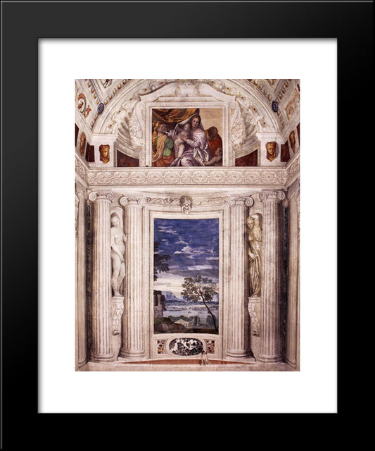 End Wall Of The Stanza Del Cane 20x24 Black Modern Wood Framed Art Print Poster by Veronese, Paolo