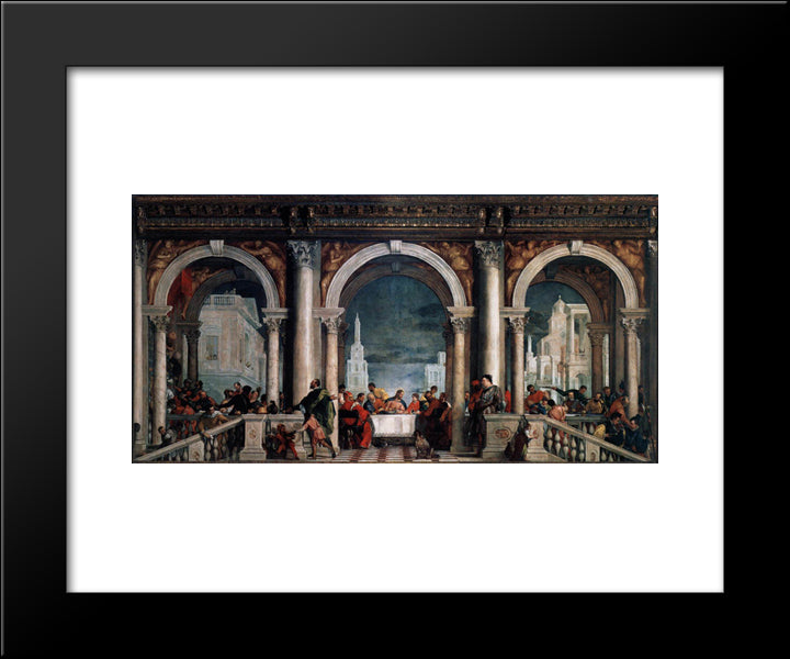 Feast In The House Of Levi 20x24 Black Modern Wood Framed Art Print Poster by Veronese, Paolo