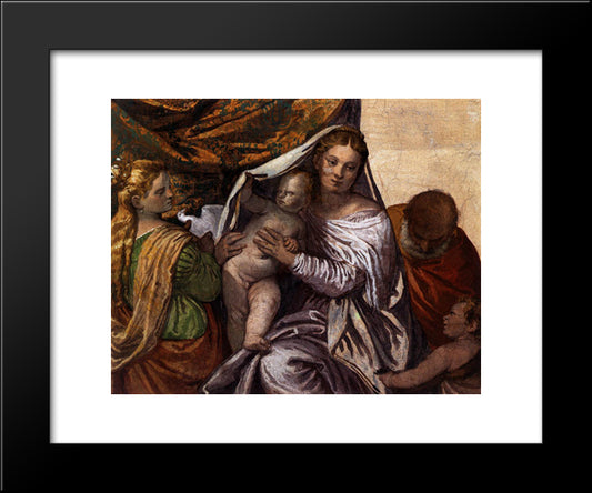 Holy Family With St Catherine And The Infant St John 20x24 Black Modern Wood Framed Art Print Poster by Veronese, Paolo