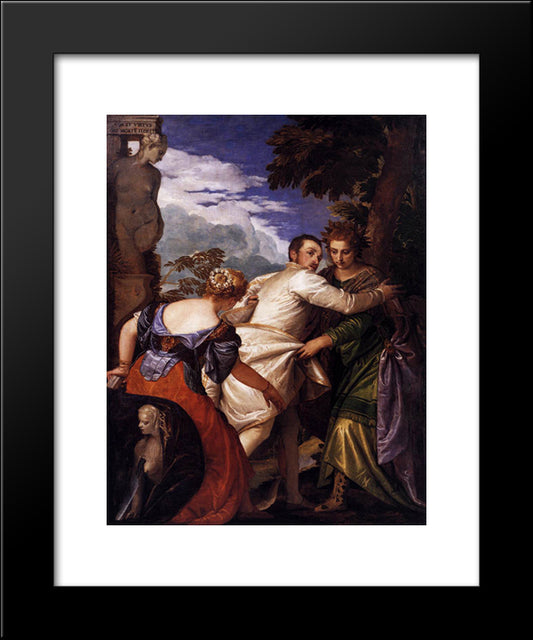 Honor And Power After The Death Of Flourishes 20x24 Black Modern Wood Framed Art Print Poster by Veronese, Paolo