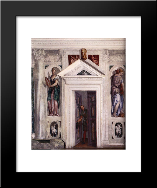 Illusory Door 20x24 Black Modern Wood Framed Art Print Poster by Veronese, Paolo