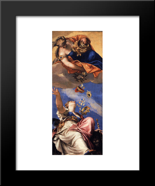 Juno Showering Gifts On Venetia 20x24 Black Modern Wood Framed Art Print Poster by Veronese, Paolo