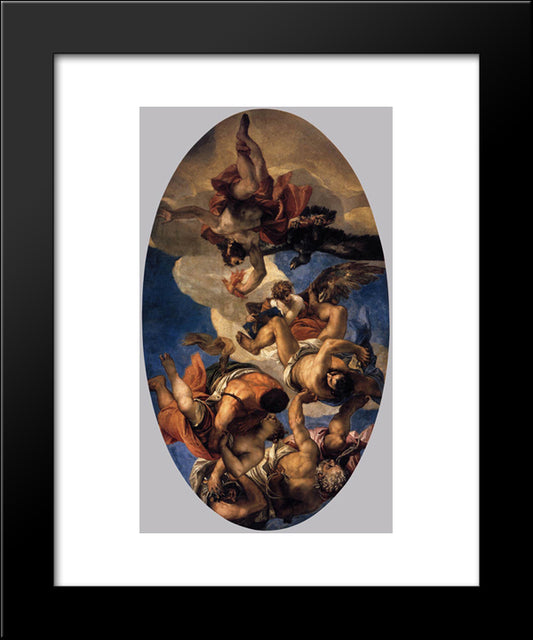 Jupiter Hurling Thunderbolts At The Vices 20x24 Black Modern Wood Framed Art Print Poster by Veronese, Paolo