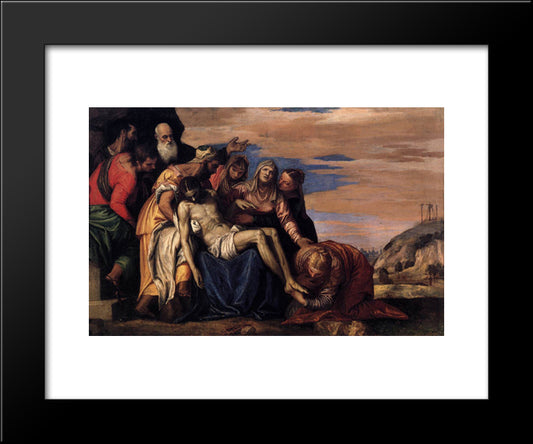 Lamentation Over The Dead Christ 20x24 Black Modern Wood Framed Art Print Poster by Veronese, Paolo