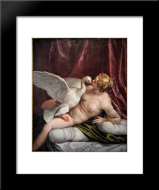 Leda And The Swan In The Palace Of Fesch Ajaccio 20x24 Black Modern Wood Framed Art Print Poster by Veronese, Paolo