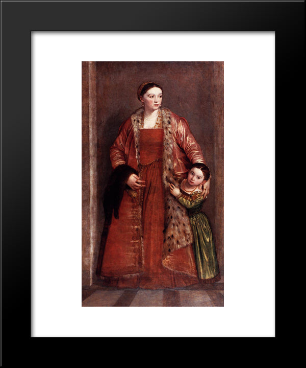 Livia Da Porto Thiene And Her Daughter Porzia 20x24 Black Modern Wood Framed Art Print Poster by Veronese, Paolo