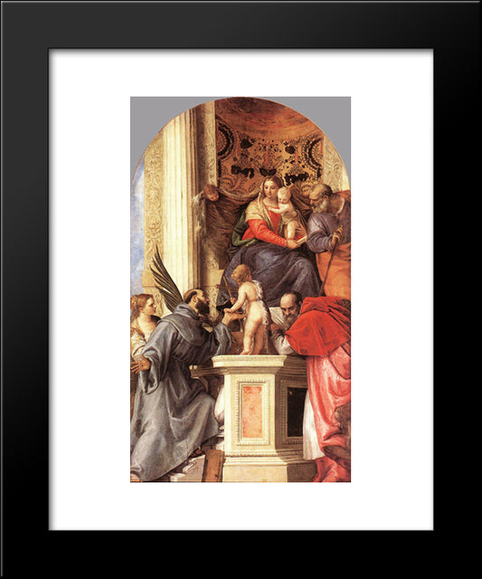 Madonna Enthroned With Saints 20x24 Black Modern Wood Framed Art Print Poster by Veronese, Paolo