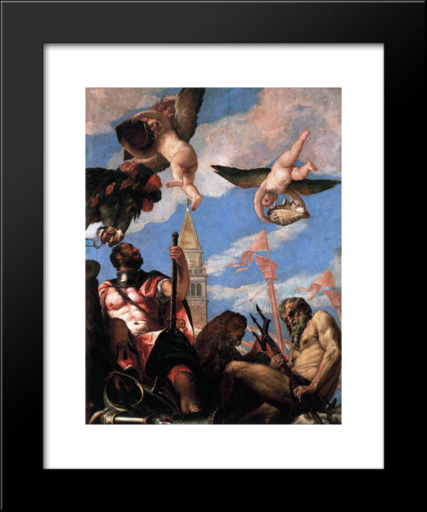 Mars And Neptune 20x24 Black Modern Wood Framed Art Print Poster by Veronese, Paolo