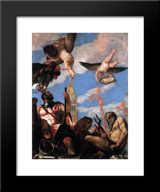 Mars And Neptune 20x24 Black Modern Wood Framed Art Print Poster by Veronese, Paolo