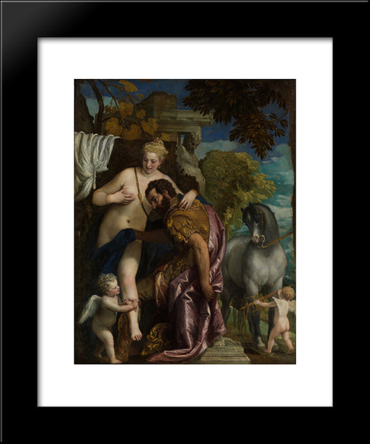 Mars And Venus United By Love 20x24 Black Modern Wood Framed Art Print Poster by Veronese, Paolo