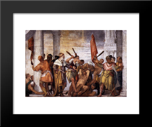 Martyrdom Of St Sebastian 20x24 Black Modern Wood Framed Art Print Poster by Veronese, Paolo