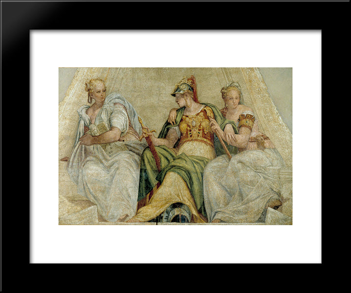 Minerva Between The Geometry And Arithmetic 20x24 Black Modern Wood Framed Art Print Poster by Veronese, Paolo