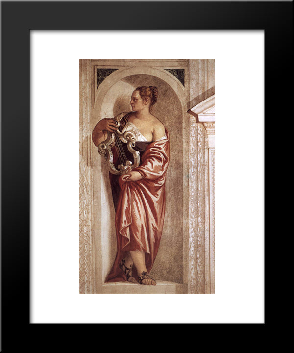 Muse With Lyre 20x24 Black Modern Wood Framed Art Print Poster by Veronese, Paolo