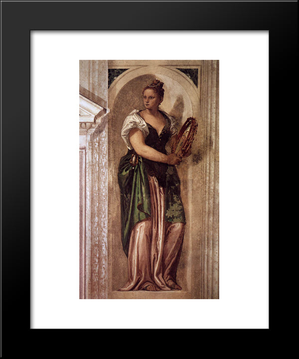 Muse With Tambourine 20x24 Black Modern Wood Framed Art Print Poster by Veronese, Paolo