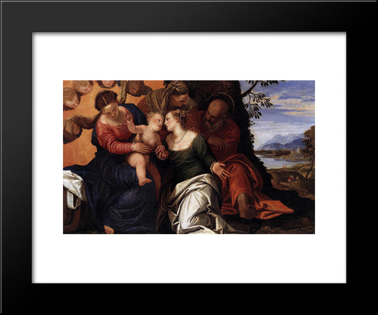 Mystic Marriage Of St Catherine 20x24 Black Modern Wood Framed Art Print Poster by Veronese, Paolo