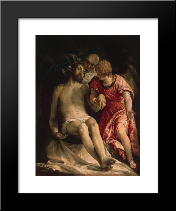 Pieta 20x24 Black Modern Wood Framed Art Print Poster by Veronese, Paolo