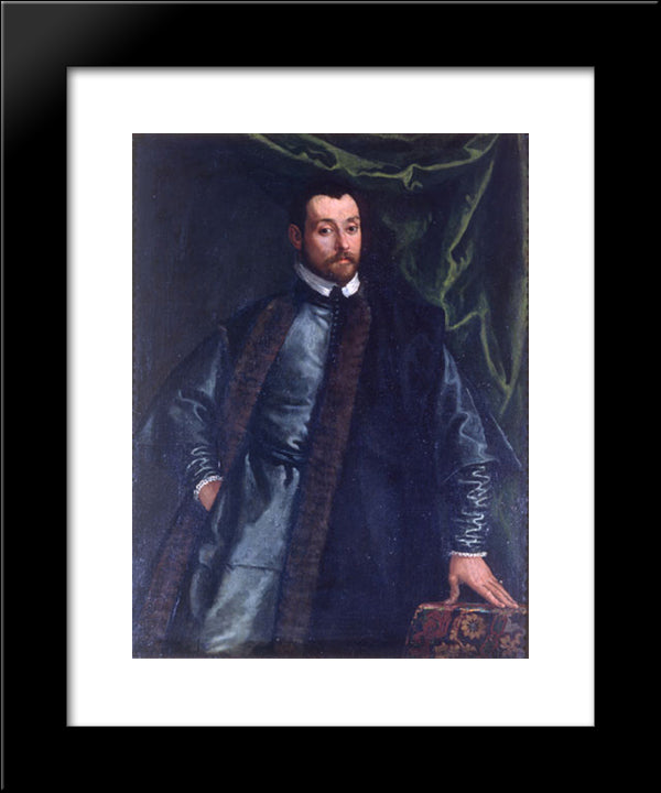 Portrait Of A Gentlemen 20x24 Black Modern Wood Framed Art Print Poster by Veronese, Paolo