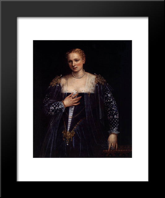 Portrait Of A Venetian Woman (La Belle Nani) 20x24 Black Modern Wood Framed Art Print Poster by Veronese, Paolo