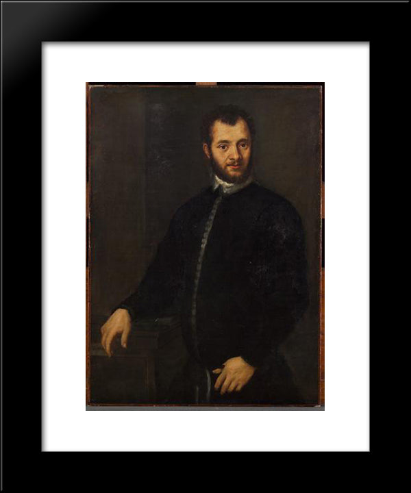 Portrait Of A Young Man In Black 20x24 Black Modern Wood Framed Art Print Poster by Veronese, Paolo