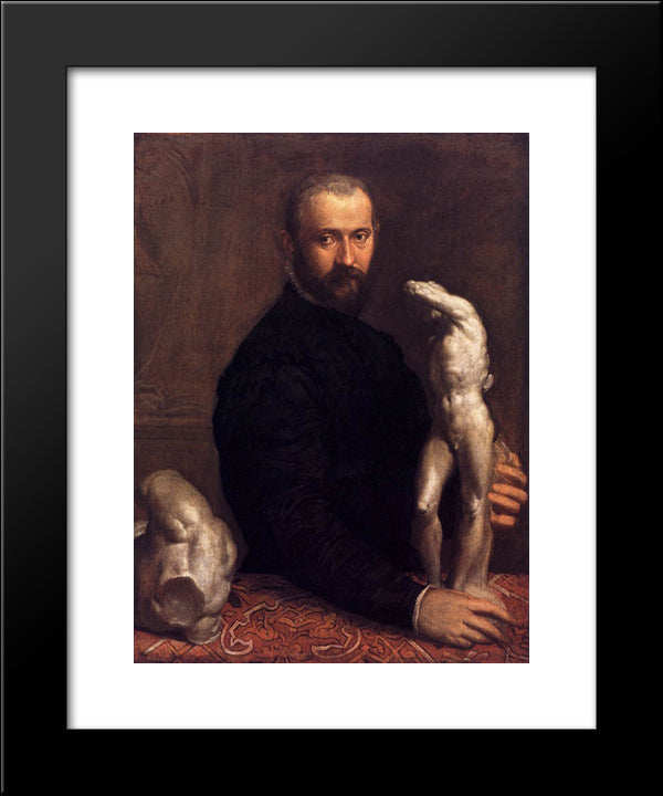 Portrait Of Alessandro Vittoria 20x24 Black Modern Wood Framed Art Print Poster by Veronese, Paolo