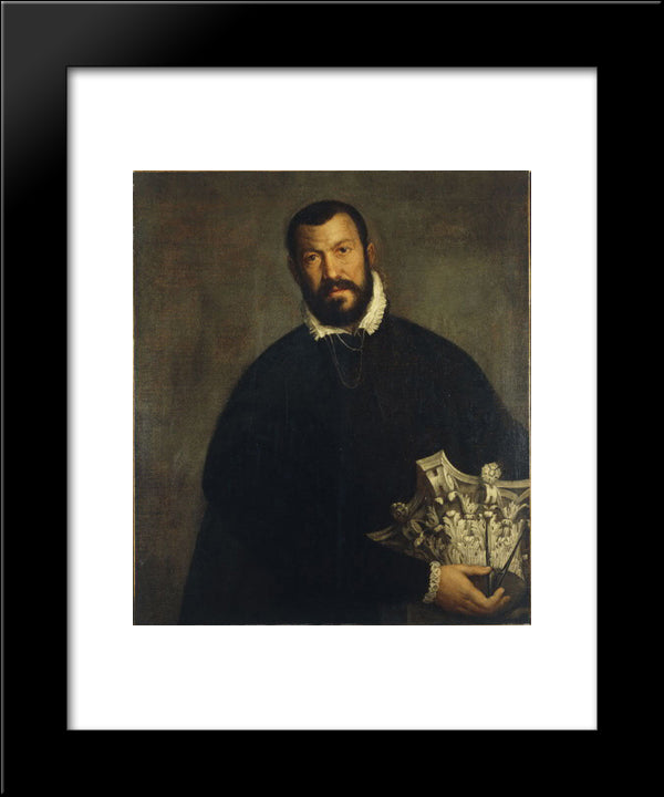 Portrait Of Architect Vincenzo Scamozzi 20x24 Black Modern Wood Framed Art Print Poster by Veronese, Paolo