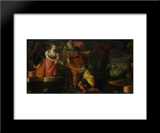 Rebecca At The Well 20x24 Black Modern Wood Framed Art Print Poster by Veronese, Paolo